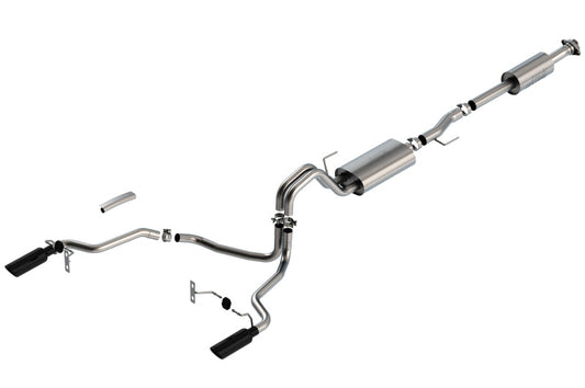 Borla F-150 2021 3.3L CC SB EC STB XL/XLT/Lariat/KR/Plnm/LTD 3/2.25 SRE Cat-Back S-Type BLK CHR Tips 140878BC