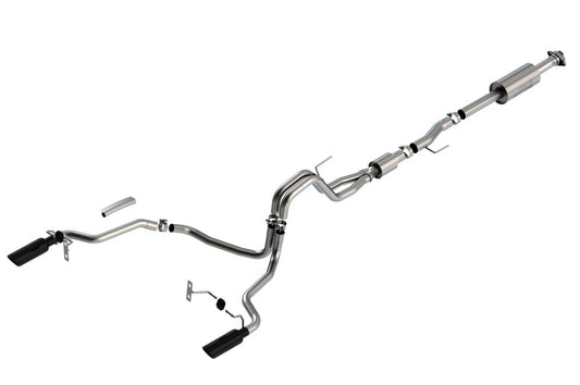 Borla F-150 2021 5.0L 4dr CC SB EC STB Lariat/KR/Pltnm/LTD 3/2.25 SRE Cat-Back S-Type Black CHR Tips 140866BC